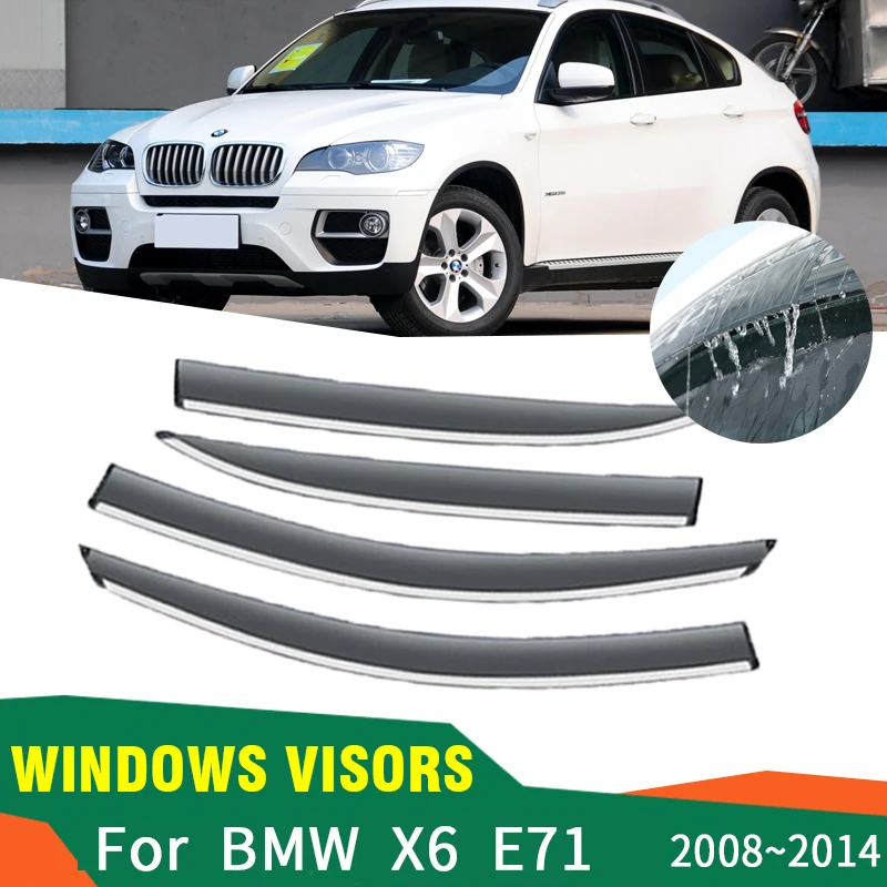 4 PCS Car Windows Visor For BMW X6 E71 Accessories 20082014 Car