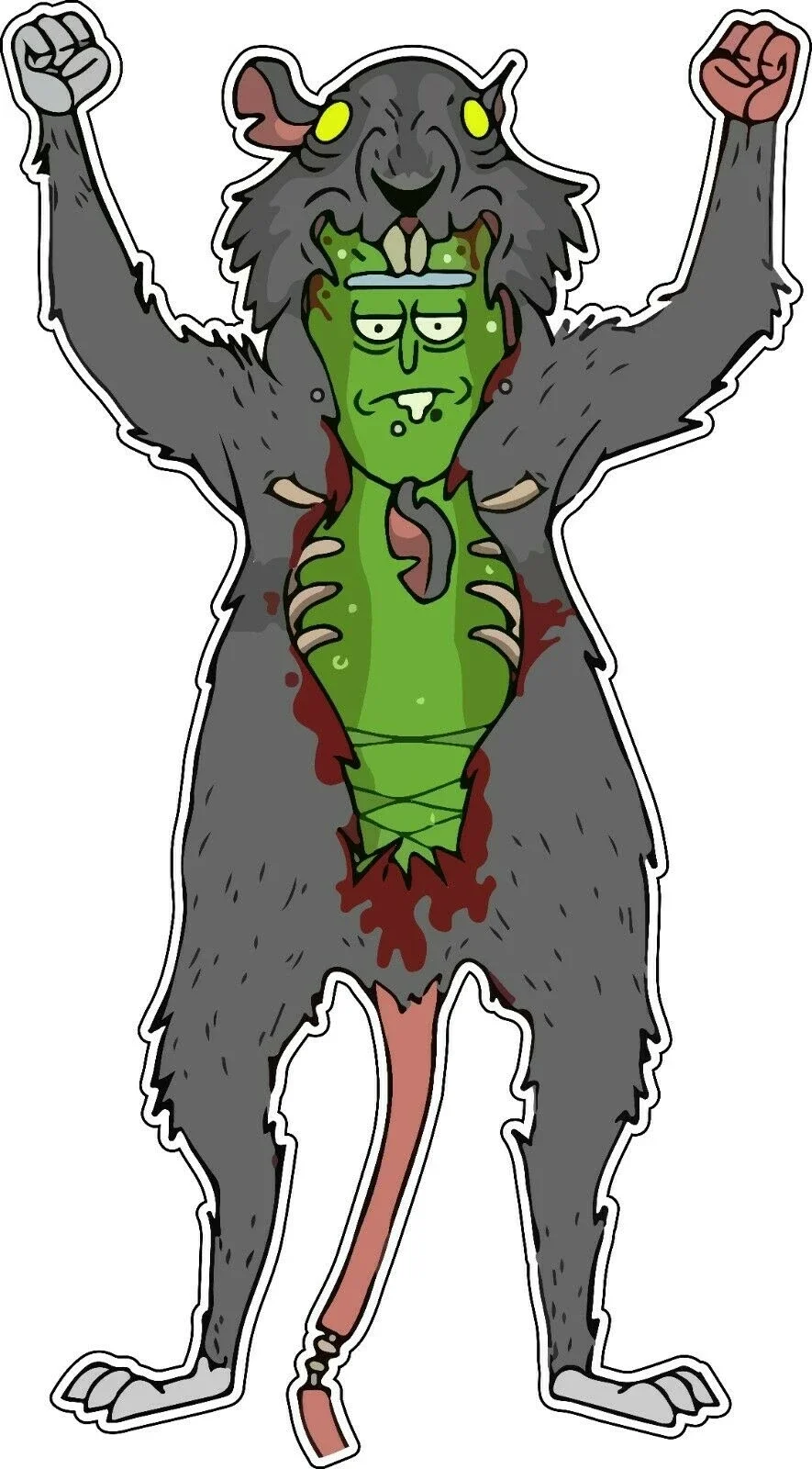 

For Pickle Rick And Morty Solenya King Of Rat Suit Season 4 Cartoon Vinyl Sticker