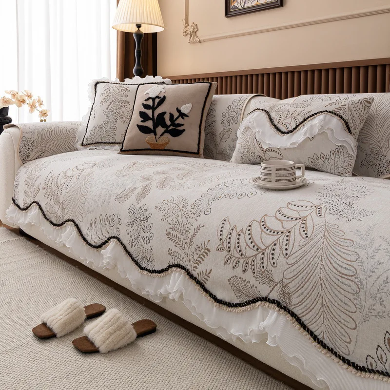 1PC Nordic Chenille Sofa Covers for Living Room Universal Sofa Towel with Skirt Anti-cat Scratches Couch Seat Pad Home 쇼파 패드 - Image 6