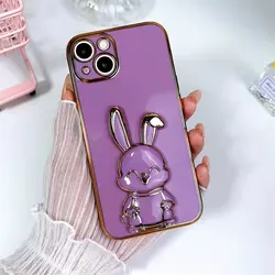 Chic Rabbit Holder Stand Phone Case Cover for GalaxyA20S (Purple Rabbit)