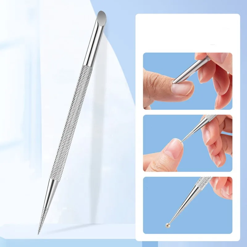 1 PC Reusable Double ended Stainless Steel Nail Cuticle Pusher Cuticle