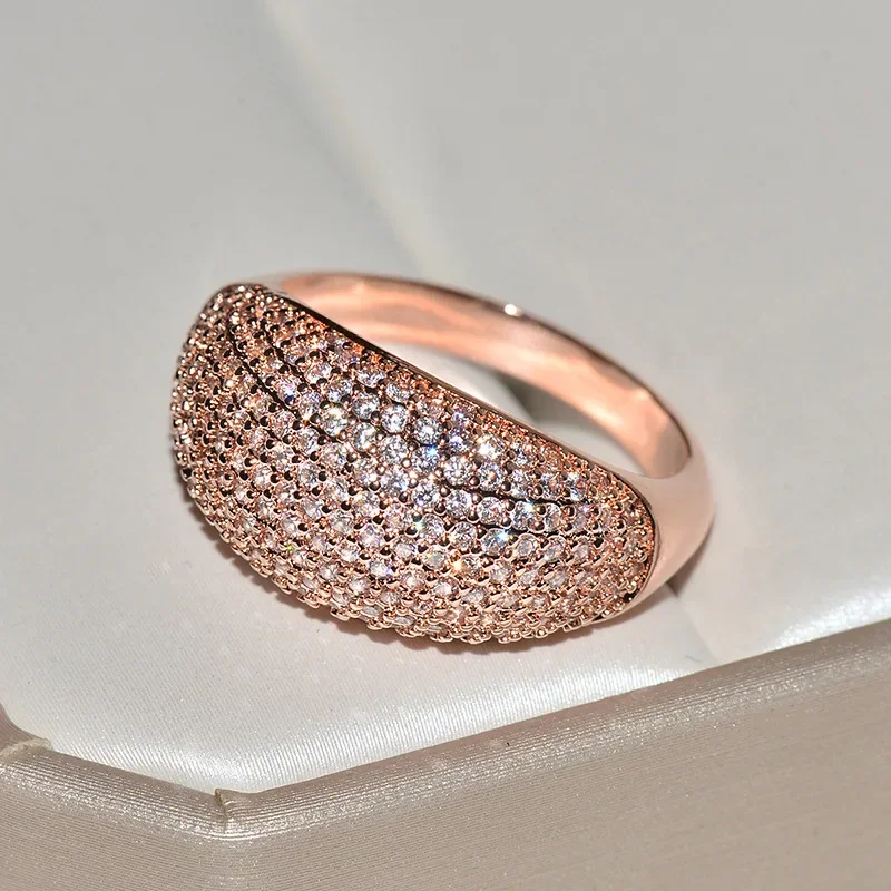 Real 18k Gold Rings for Women Luxury Full Diamond Fine Jewelry Wedding Anniversary Party for Girlfriend&Wife Gift Bijoux Femme - 4