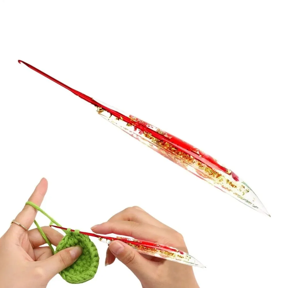 유용한 꽃무늬 레진 그립 크로셰 훅 2.0-6.0mm 뜨개질 도구 직조 바늘 실 뜨개질 논슬립 뜨개질 바늘 DIY 공예