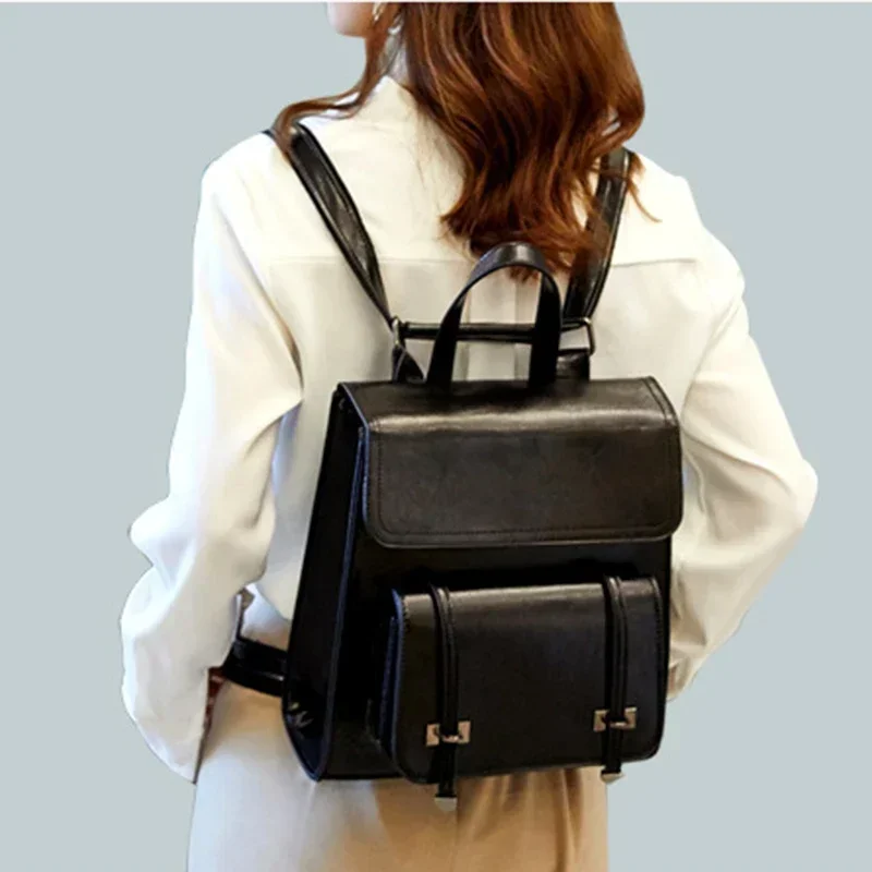 Genuine Leather Women Backpack School Daypack