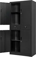 Storage Cabinet，71" Garage Storage Cabinet with 2 Locking Drawer and 4 Adjustable Shelves ，Black Tool Cabinet，Lockable Fil 1