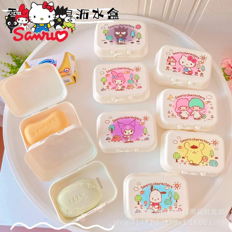Sanrio Melody Kuromi Hello Kitty Cinnamoroll понравило домашнее мыльница сливная емкость для общежития студентов туалет коробка для хранения мыла Kulomi