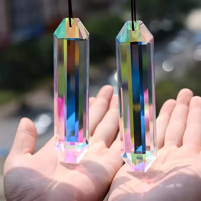 76/120mm Rainbow Reflection Crystal Suncatcher Faceted Glass Chandelier Prism Replacement Pendant Window Hanging Decor