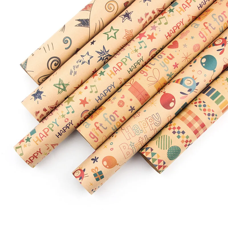 Happy Birthday Wrapping Paper flower wrapping paper floral wrapping paper gift wrapping paper craft paper handmade craft paper handmade paper 50*70cm Christmas Colorful DIY Flower Wedding Xmas Party Gift Packing Decor DIY Crafts Papers