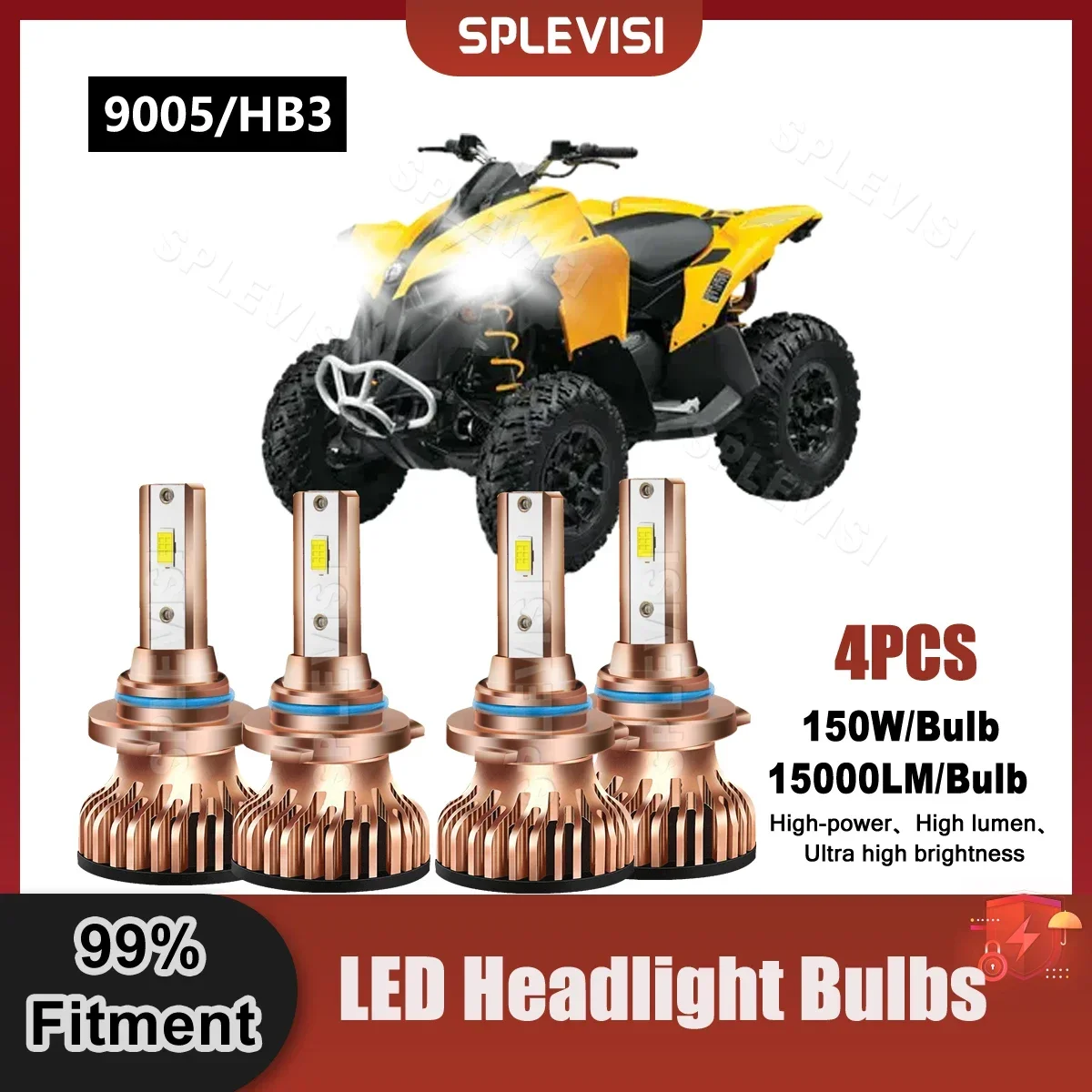 4PCS 9005/HB3 LED Headlight Bulbs White 6000K ATV For Can-Am Renegade 500 2008 2009 2010 2011 2012 2013 2014 2015 Front Light h11 led headlight csp chip led car light 240w 40000lm auto headlamp 6000k 12v for nissan maxima 2009 2010 2011 2012 2013 2014