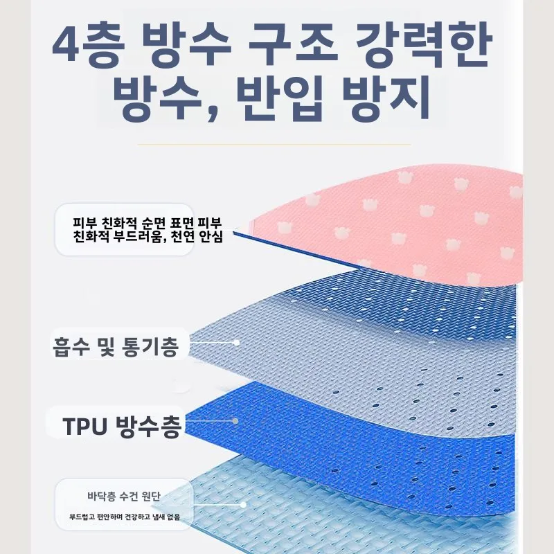 대형 사이즈 침대 매트 방수 통기성 누수 방지 어린이 매트 매트리스 보호 패드 흡수성 실크 커버 맞춤 제작 가능