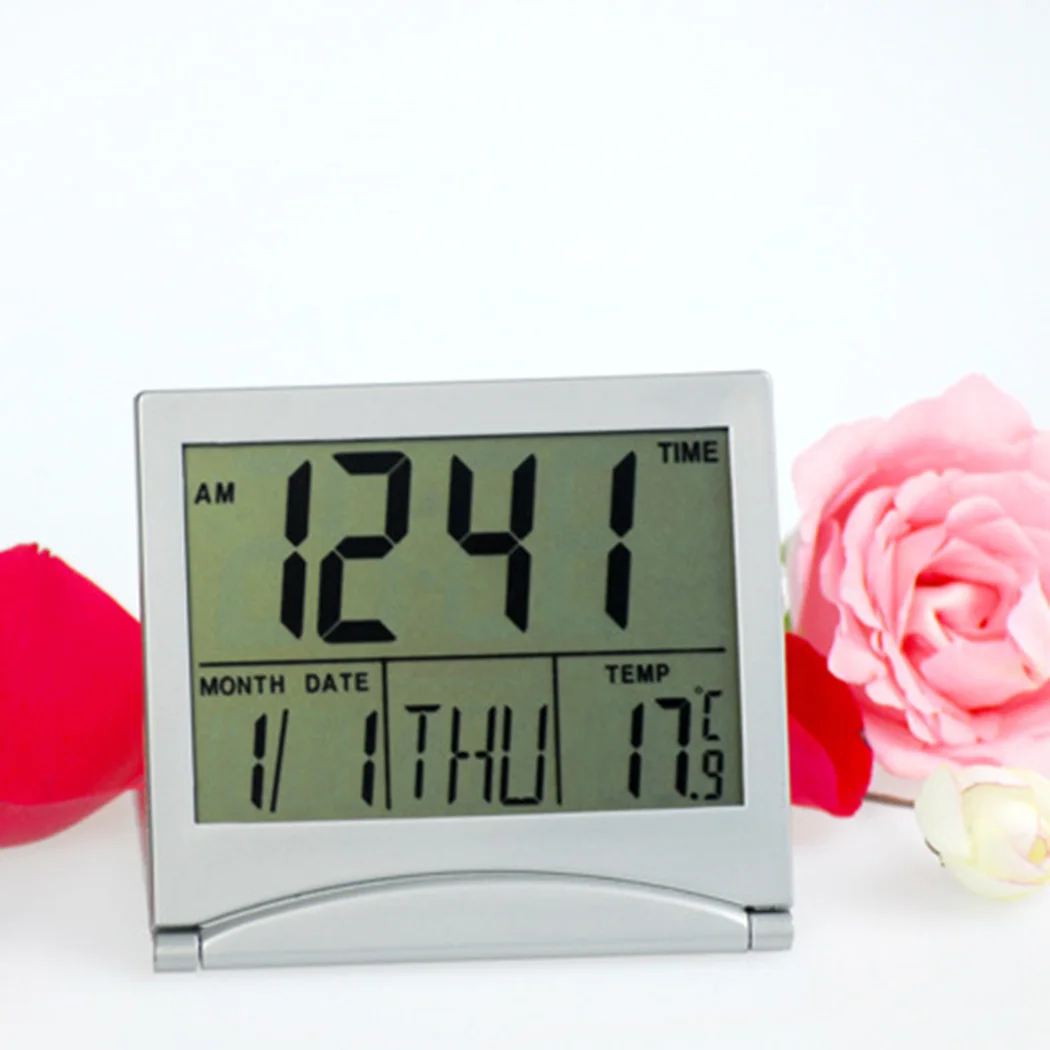 Tool Digital Clock W/ Calendar Accessories Alarm Professional Replacement Silver Temperature Clock Digital LCD