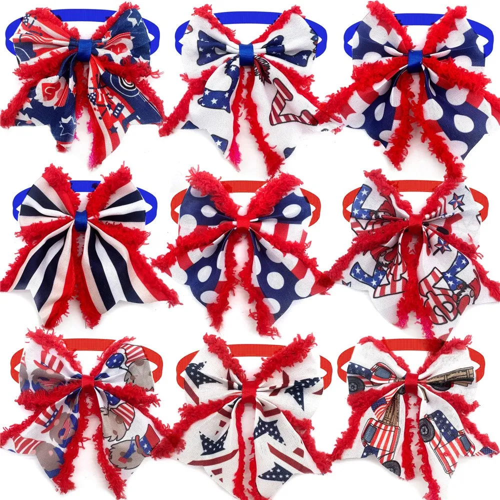 50Pcs Pet Dog Bows Pet Cat Dog Pet Bow Tie Bandana 4th of July Small Dog Grooming Accessories Large Dog Holiday Supplies 5