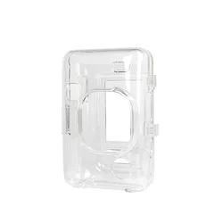 Vintage-Style PU Leather Camera Case with Shoulder Strap - Compact Carry Bag and Protective Cover (Transparent)