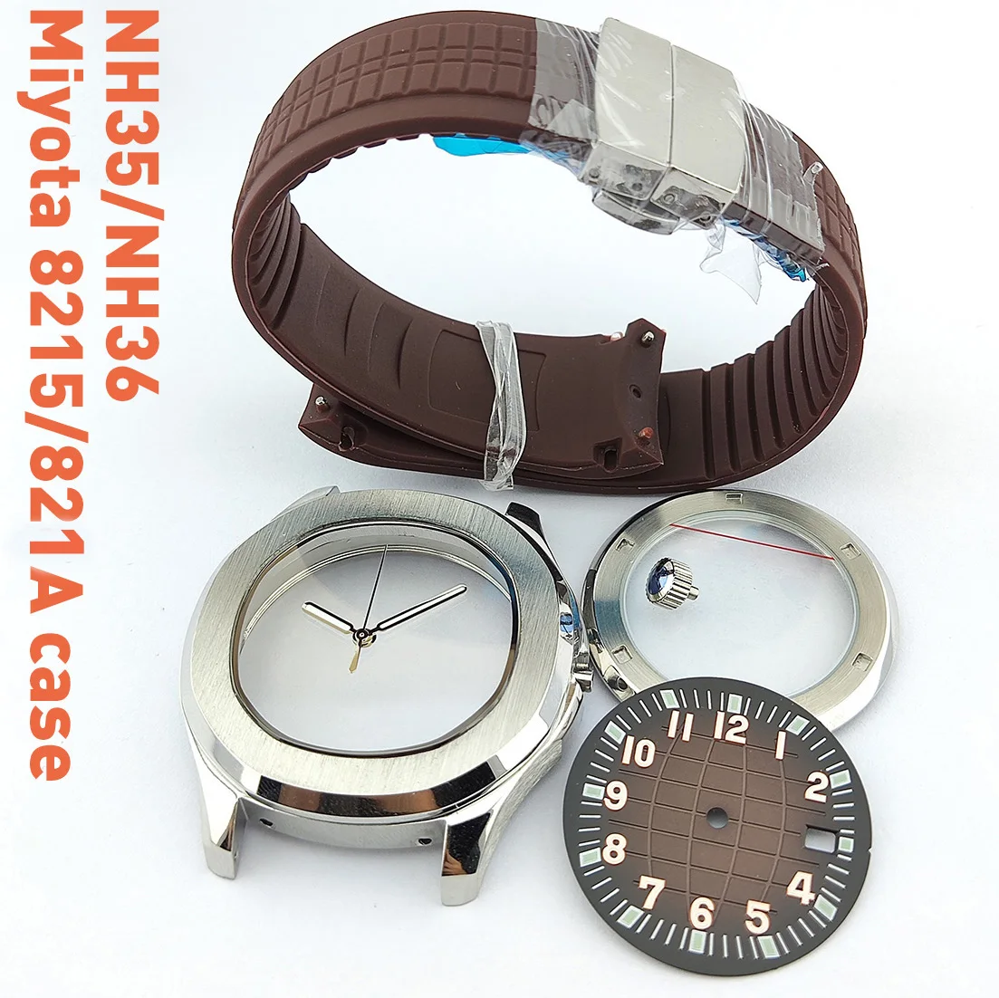 

NH35 case Nautilus 41mm case sapphire glass hands stainless steel nh36 case Miyota8215 nh35 sports watch accessories parts