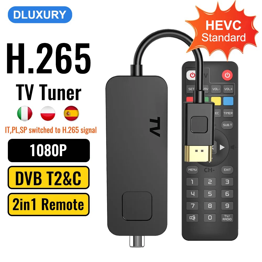 Digital TV Decoder Dluxury U3mini DVB T2 DVB C Digital TV Decoder HD Free TV Channels 7Days EPG Tuner For Spain France Itlay Columbia ect