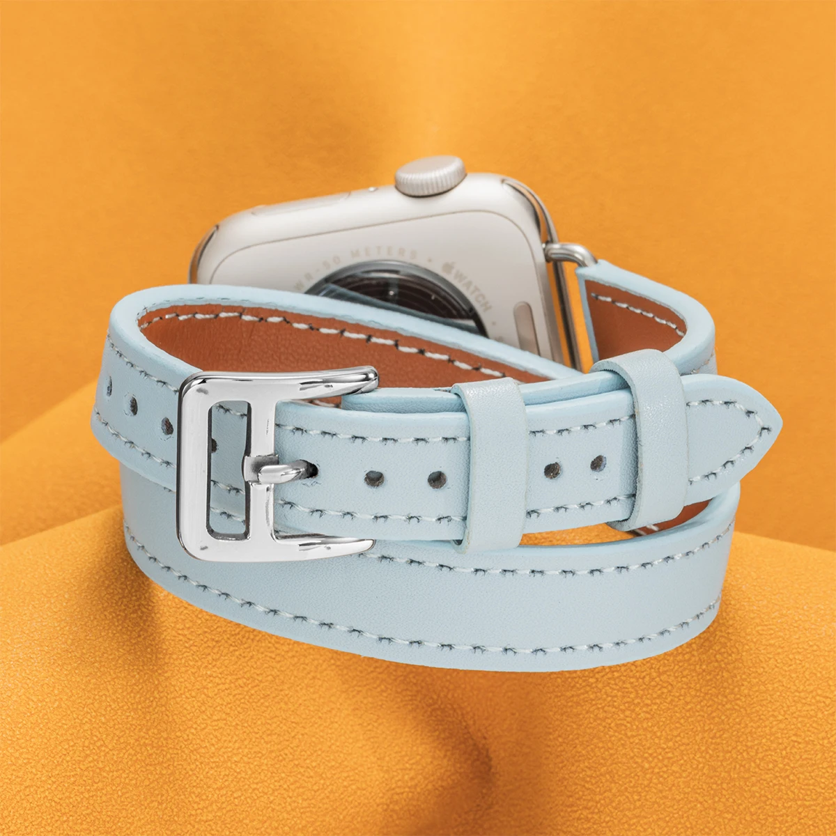 Double Tour Leather Strap for Apple Watch - Stylish Band for All Series