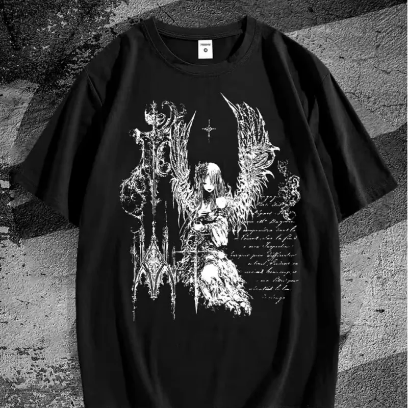 Gothic Dark Image Herren Sommer Casual Kurzarm-T-Shirt, Sommer Neu Retro Unisex Casual Fashion Y2K T-Shirt