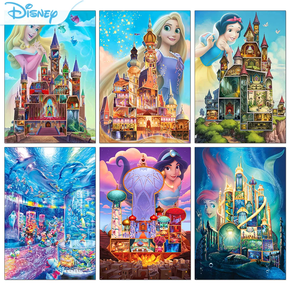 Fai Da Te Disney Princess Castle Diamond Painting Ab Drill Elsa Rapunzel Princess Diamond Ricamo Mosaico Set Decorazione Della Casa Regalo