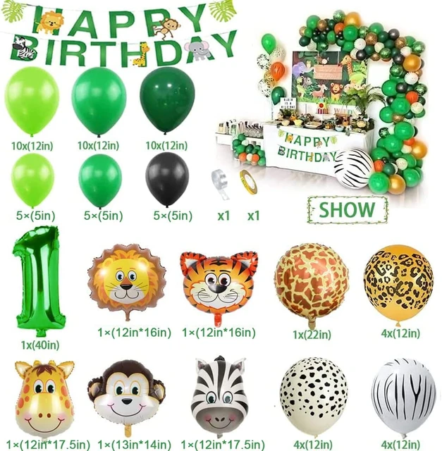 ballon alu rond animaux safari anniversaire jungle party lion