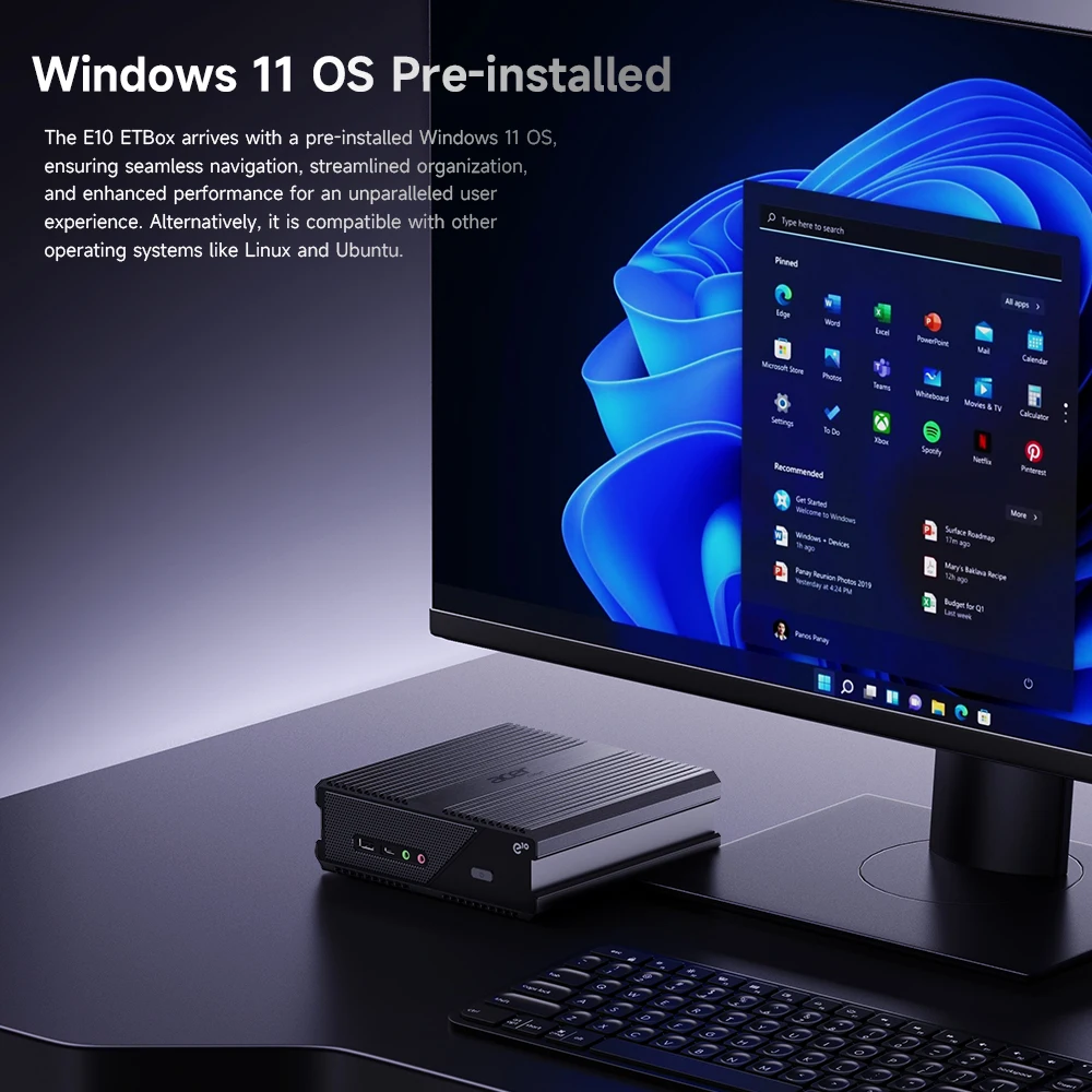 Acer Gadget E10 Etbox Mini Pc Intel Core I5 12450H 16Gb Ddr5 512Gb Ssd 8 Cores Wi-Fi6&2.5Glan Support 3 Displays & 4K@60Hz Output Mini Desktop - immagine 6
