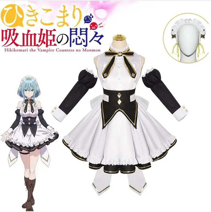 

Anime Hikikomari the Vampire Countess no Monmon Cosplay Terakomari Gandesblood Maid Dress Villhaze Waiter Lolita Dress Costume