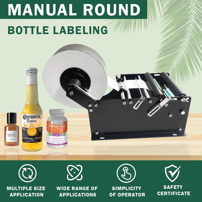 Mini Manual Labeling Machine Adhesive Sticker Handle Small Jar Plastic Round Bottle Paper Labeler Semi-auto Packing Machine 2