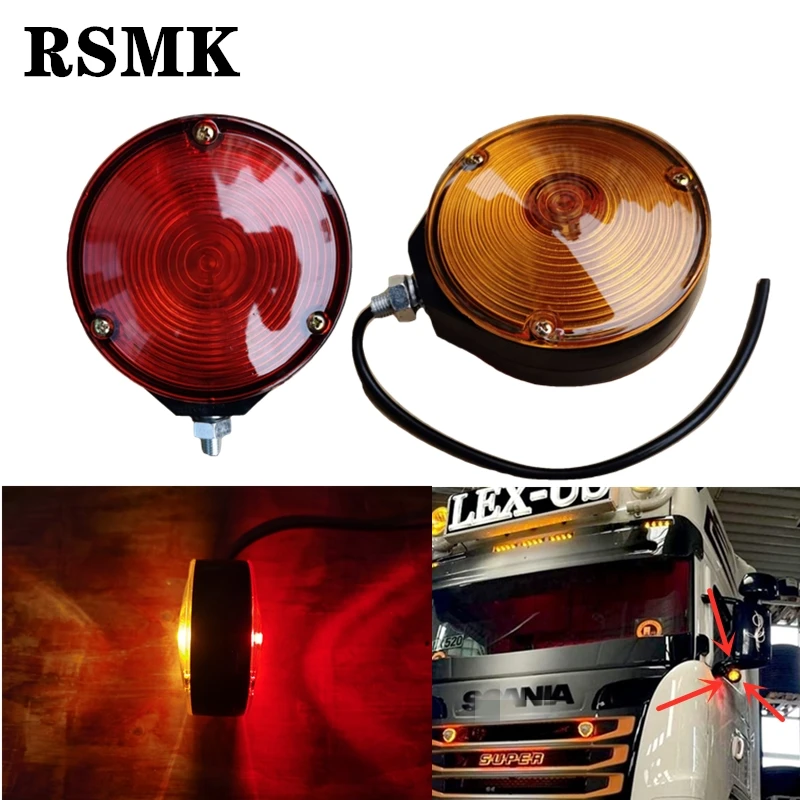 Trailer Truck Lorry Earring Red Amber Mirror Side Marker Lamp with bulbs 24V For Volvo Truck For Scania Truck For Benz truck E11