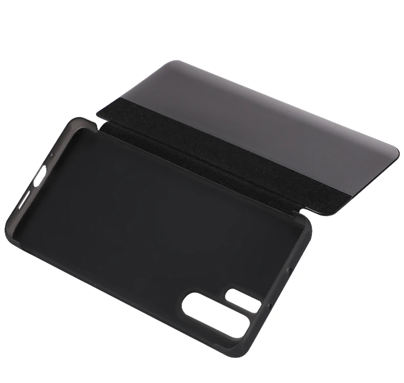 Luxury Genuine Leather Flip Cover with Window View - Shockproof and Heavy Duty Design