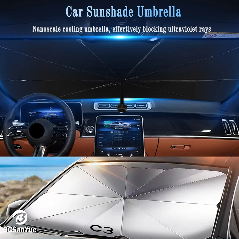 Ombrello Parasole Per Auto Parasole Pieghevole Per Citroen C3 Logo Personalizzato Accessori Per Parasole Per Parabrezza Per Finestra Anteriore Auto