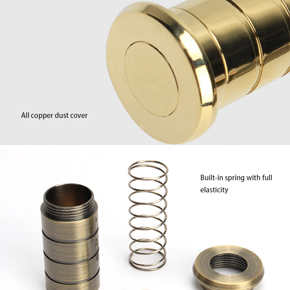 Dust-Proof Socket Copper Dust-Proof Keeper 13mm Aperture Floor Dust Proof Lock Socket Built-In Spring Door Lock Accessories