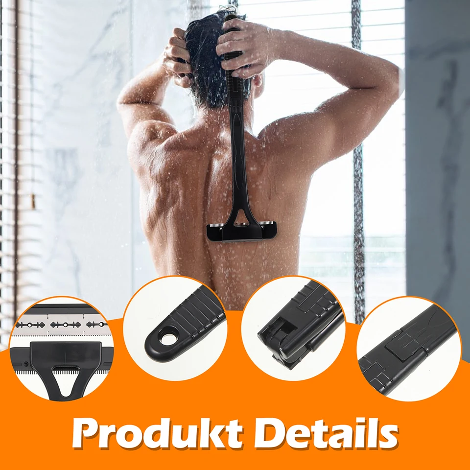 Zwarte opvouwbare scheerapparaat voor mannen, geschikt voor het ontharen van rug, lichaam en benen, met comfortabele handgreep. Scheerapparaat voor persoonlijk gebruik._voghion.com