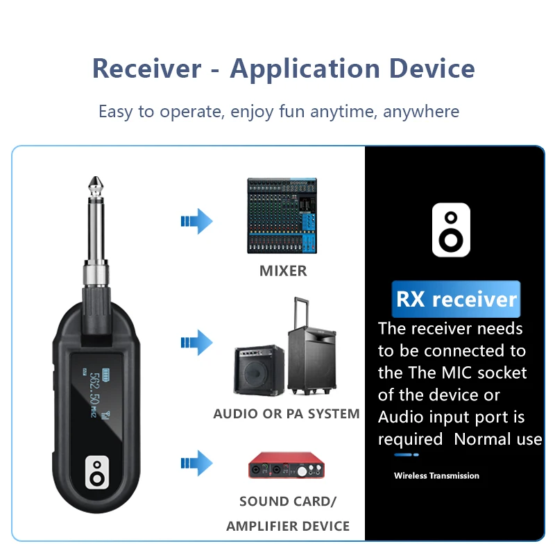Electric Guitar Electric Blowpipe UHF Wireless Transmitter Receiver Drums Piano Instruments Pickup Audio Transmission Lossless