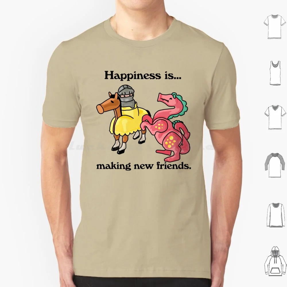 Happiness Is Making New Friends Dragon And Knight T Shirt 6Xl Cotton Cool Tee Knight Little People Fisher Price Fplp Dragon