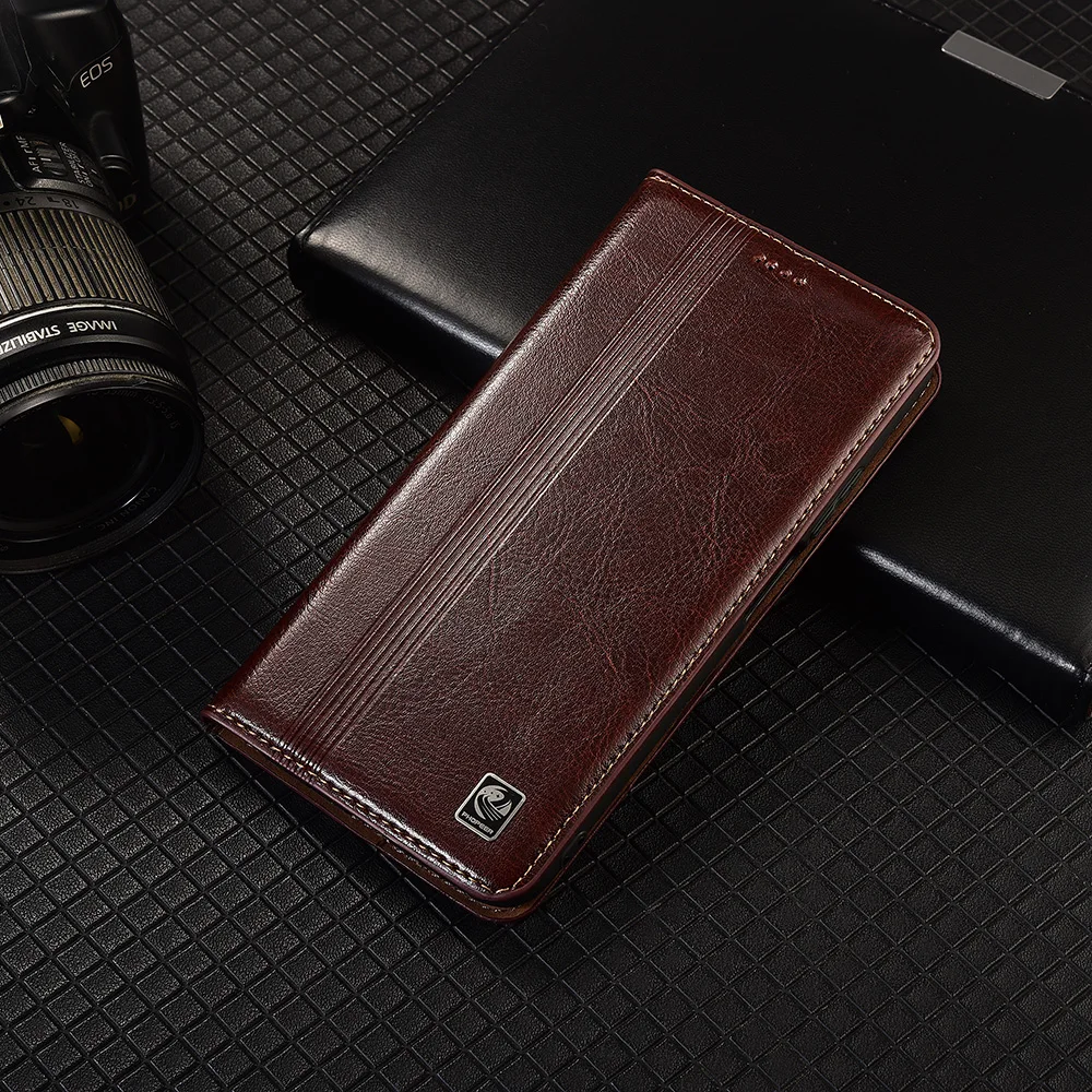 Elegant Vertical Line Leather Flip Case with Card Holder