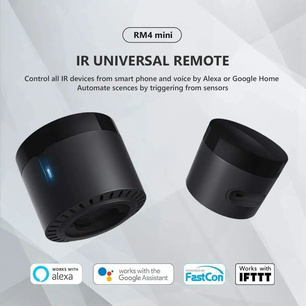 

Универсальный ИК-пульт дистанционного управления Broadlink RM4 Mini для аудио и видео, умный дом, Wi-Fi пульт дистанционного управления, совместимый с Alexa