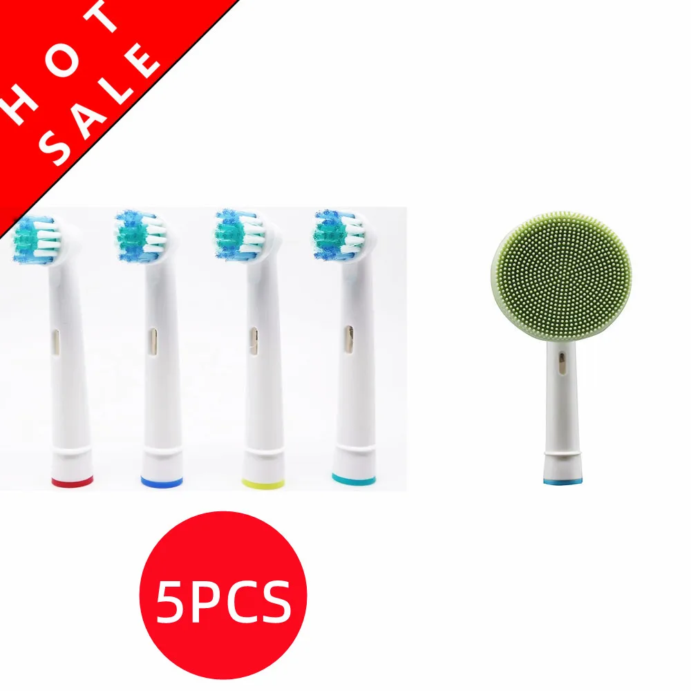 5 Pezzi Testine Spazzolino Da Denti In Silicone Spazzola Per La Pulizia Del Viso Spazzola Per La Pulizia Del Viso Vestito Per Braun Oral-B Pro 500 550