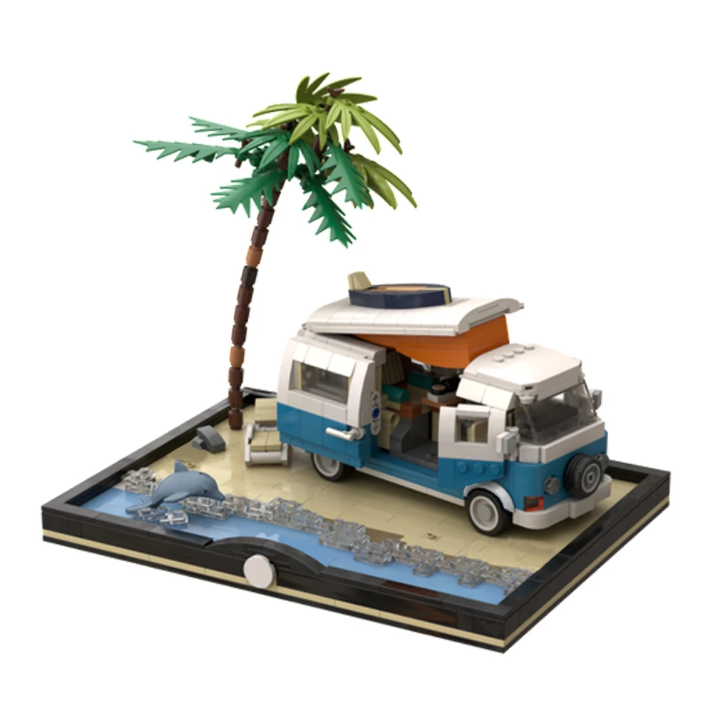 BuildMOC Kit de bloques de construcción de furgoneta turístico para niños,  modelo T2, Camper de playa, coche, ladrillos, vehículo de montaje, juguetes  para niños, regalos de cumpleaños y Navidad| | - AliExpress