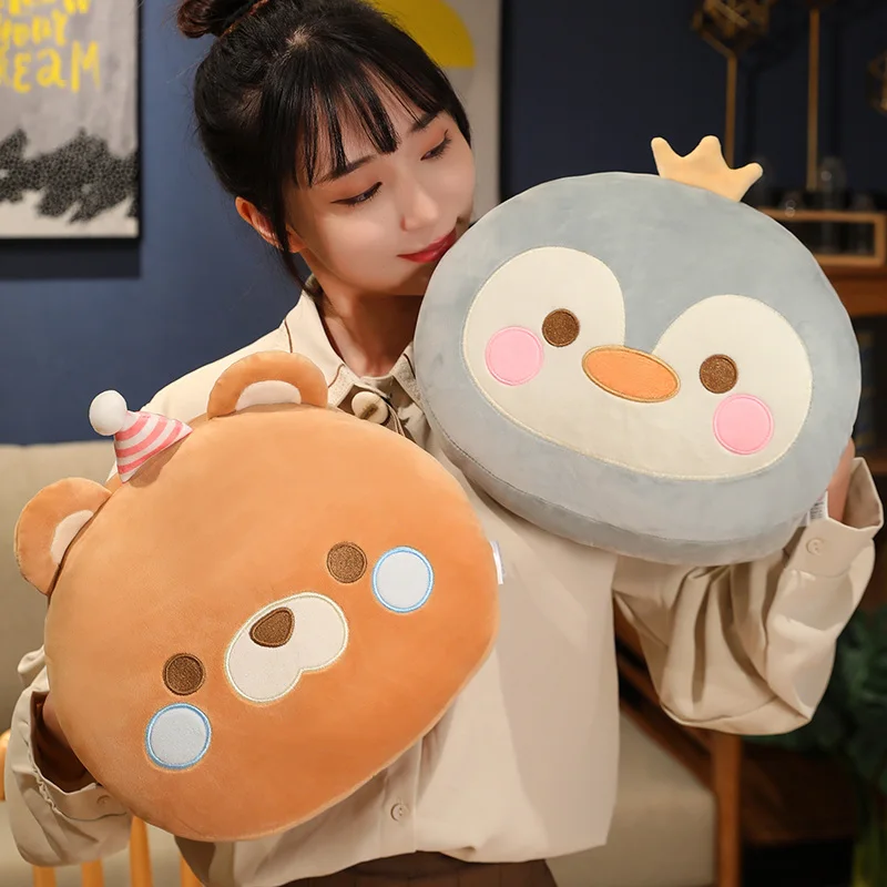 30cm Cartoon Animal Plush Small Pillow Hands Warm Burner Down Cotton Soft Cat Penguin Dinosaur Duck Bear Plushie Peluche Gift 4