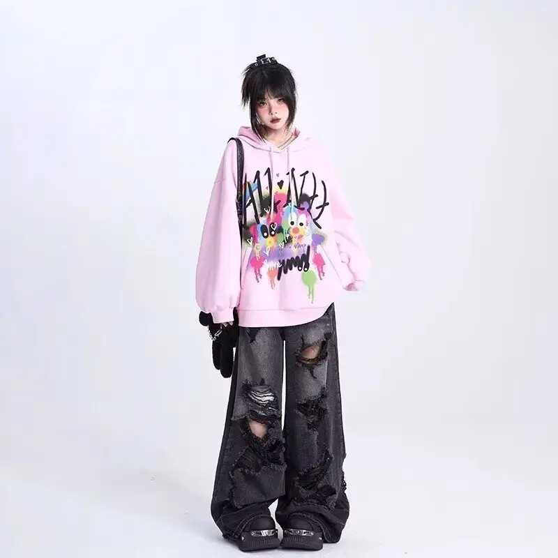 Niche Design Jeans, High Street Heavy Industry Wide Leg Pants, High-end Floor Length Pants, Trendy Brand Women's Jeans