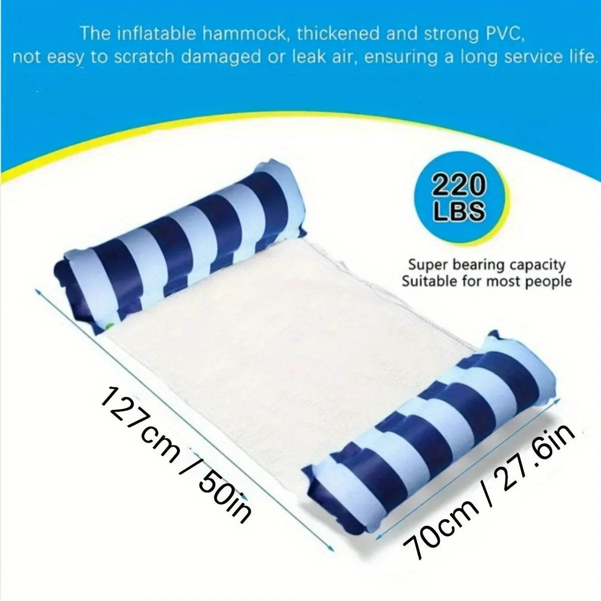 2Pcs Pool Loungers, Inflatable Floating Beds, Foldable Striped Swimming Buoys, Pool Parties, Beach Accessories