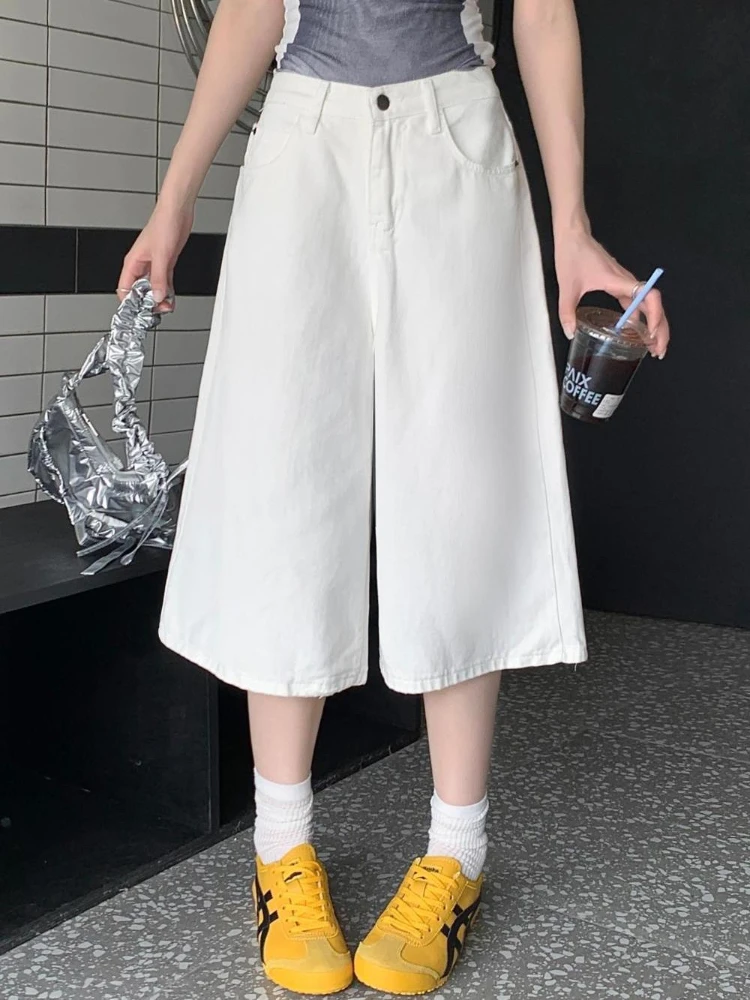 ADAgirl Denim Calf-Length Pants Women Harajuku Hip Hop Y2k Shorts Low Waisted Baggy Jeans Summer Short Streetwear Korean Bottoms