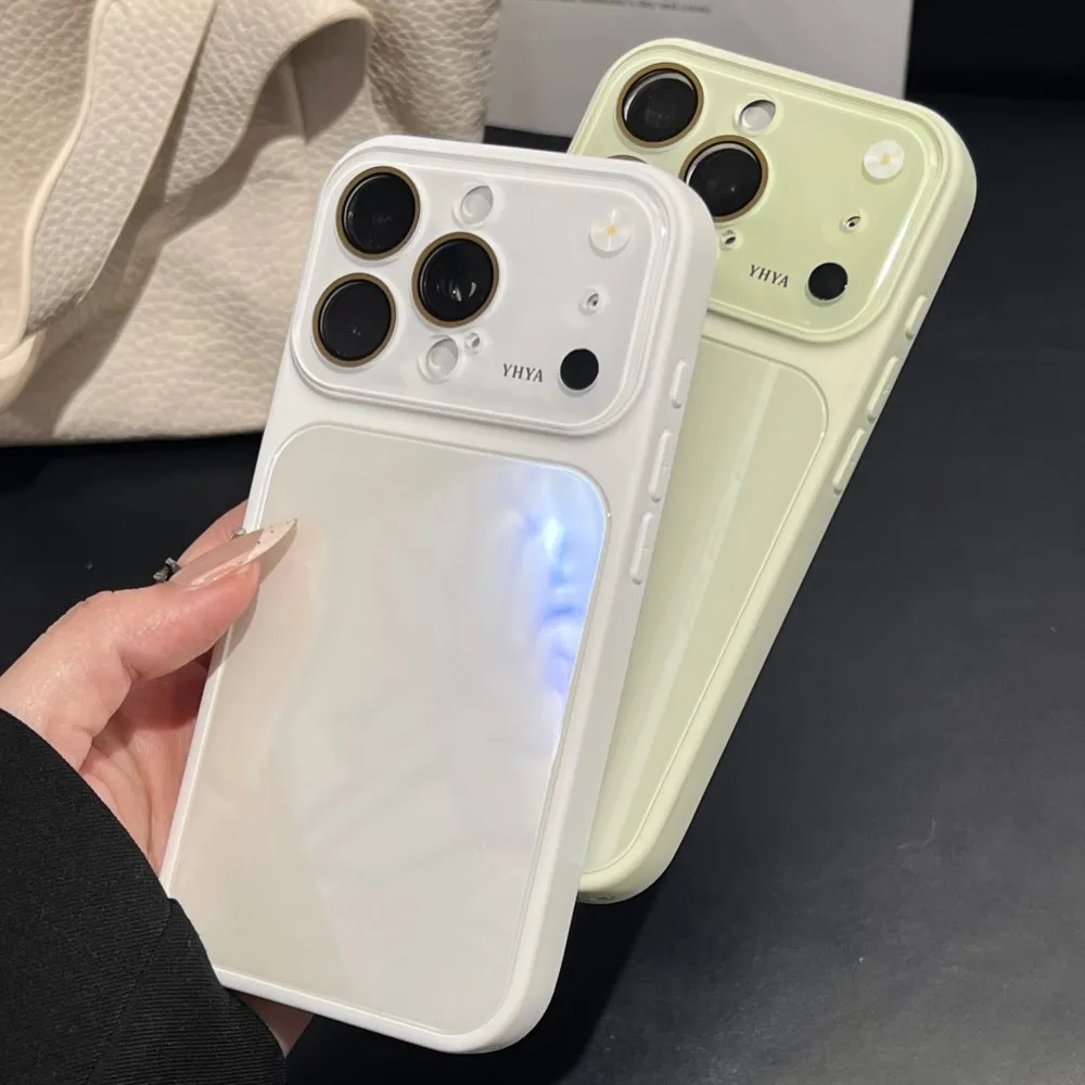 Luxury Candy Color Shockproof Glossy Glass Phone Case with Camera Protection