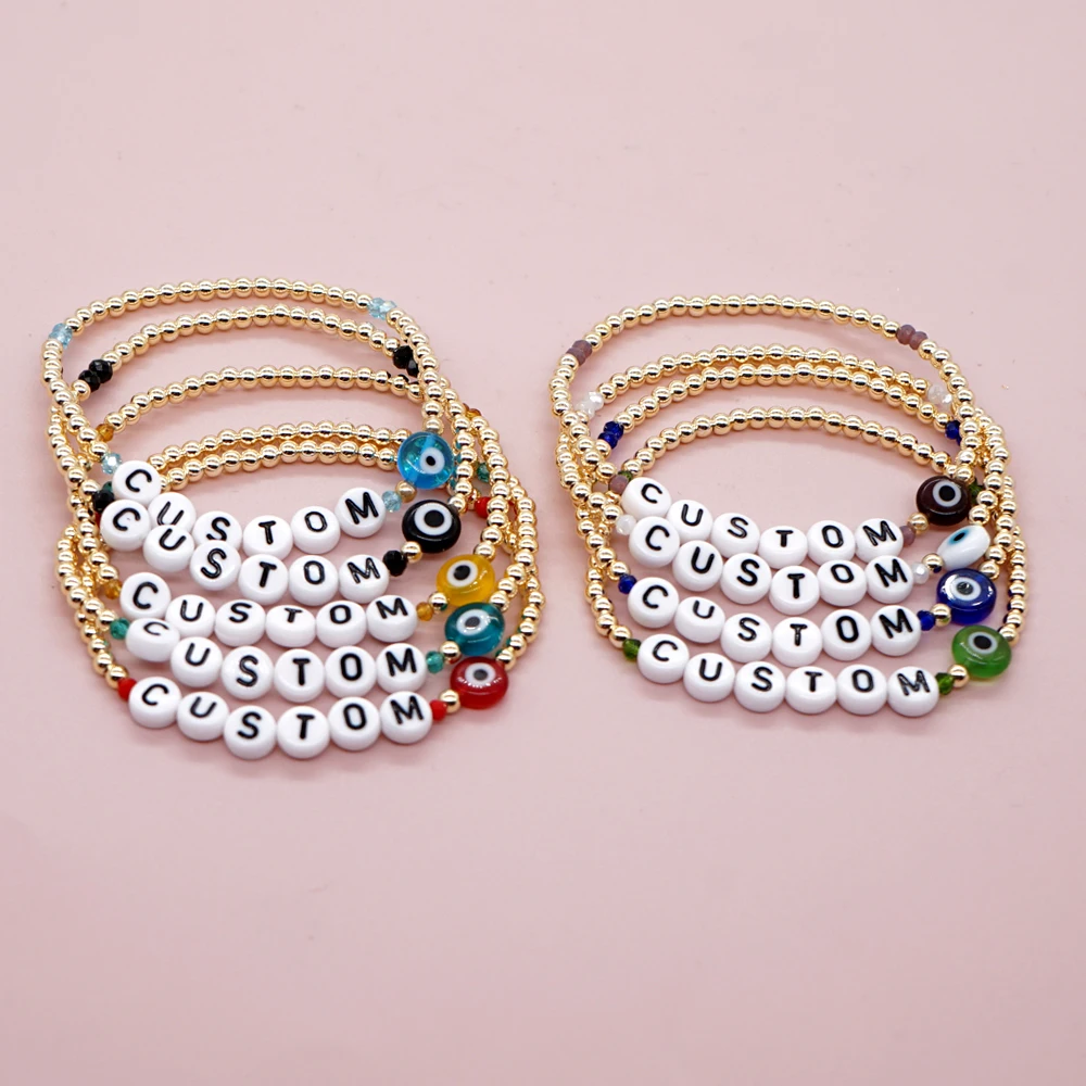 Go2Boho DIY именной персонализированный браслет с надписью и на заказ от сглаза для