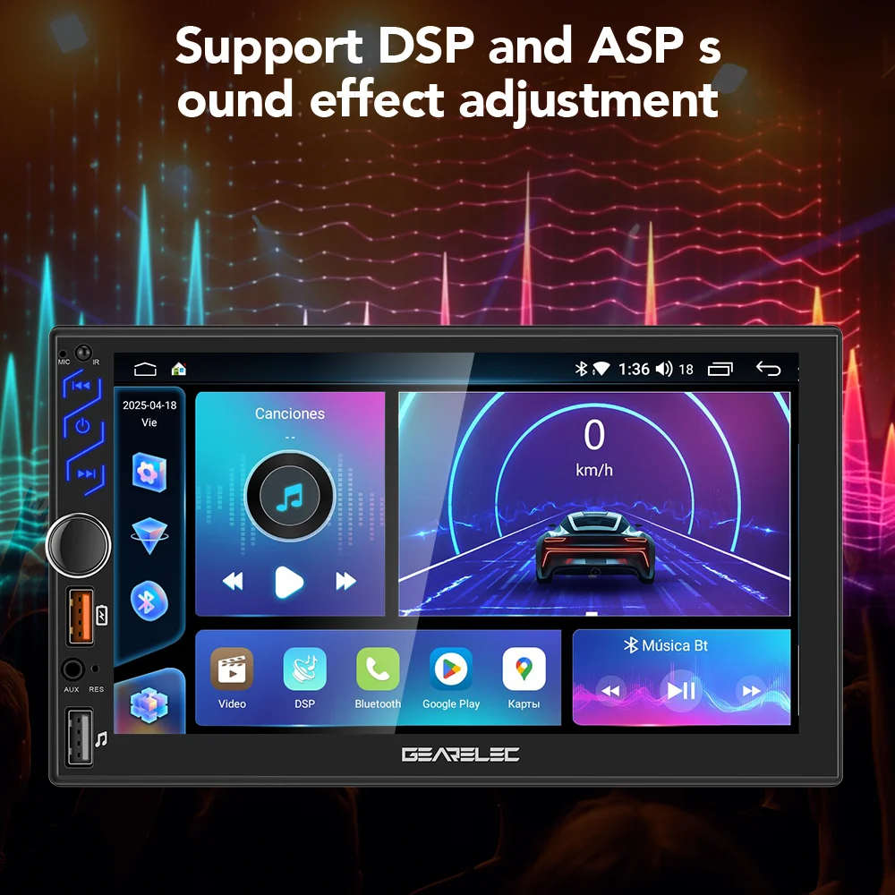 Radio para coche GEARELEC de 7 pulgadas con Android 14 universal, 64G, autoradio Android 2 DIN, GPS, Bluetooth, reproductor multimedia para coche, pantalla táctil HD, estéreo para coche. 4
