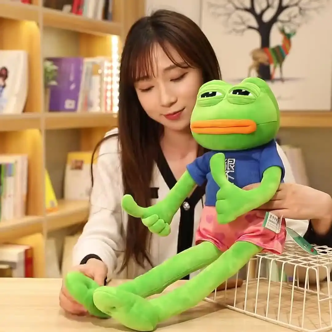 45cm Pepe The Frog Sad Frog Plush – 4chan Meme Doll – Washable Stuffed Toy
