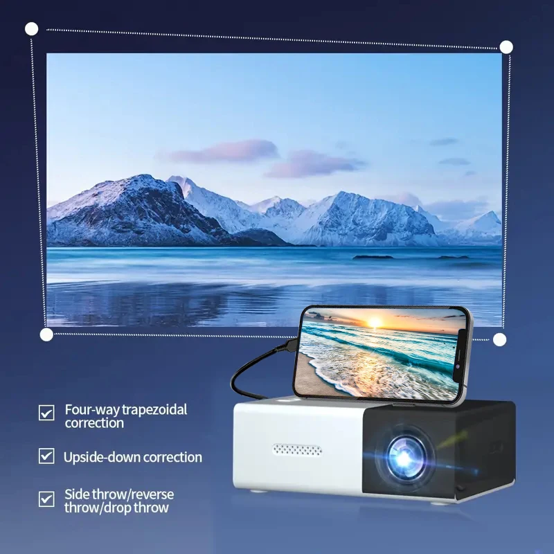 

YG300 mobile phone with the same screen portable projector, charging treasure power, USB HDMI, can be connected to a computer