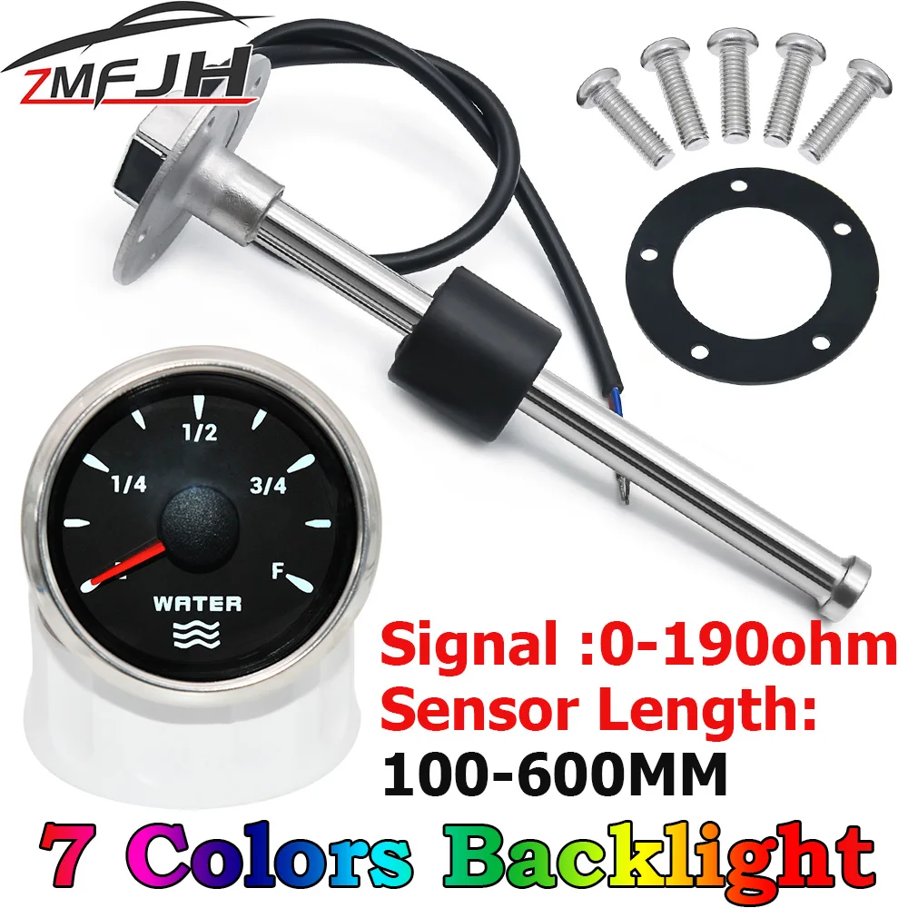 7-Color-Backlight-52mm-Water-Level-Gauge-Water-Level-Sensor-0-190-Ohm ...