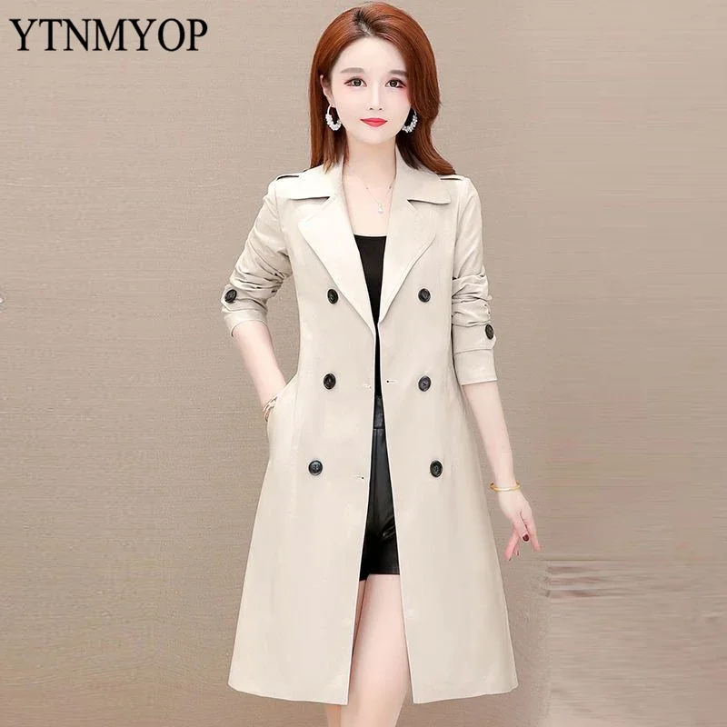 

Elegant Long Trench Women M-4XL Belt Epaulet Double Breasted Clothing For Spring And Autumn Coats Female YTNMYOP