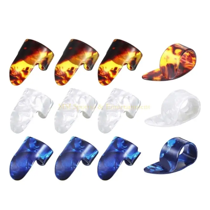 31BE 12Pcs Thumb and Finger Picks Flat Thumbpicks Replacement Guitar Finger Picks