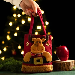 Festive Linen Christmas Gift Bag - Children's Candy Handbag and Holiday Storage Solution - 20x35cm (Elk)